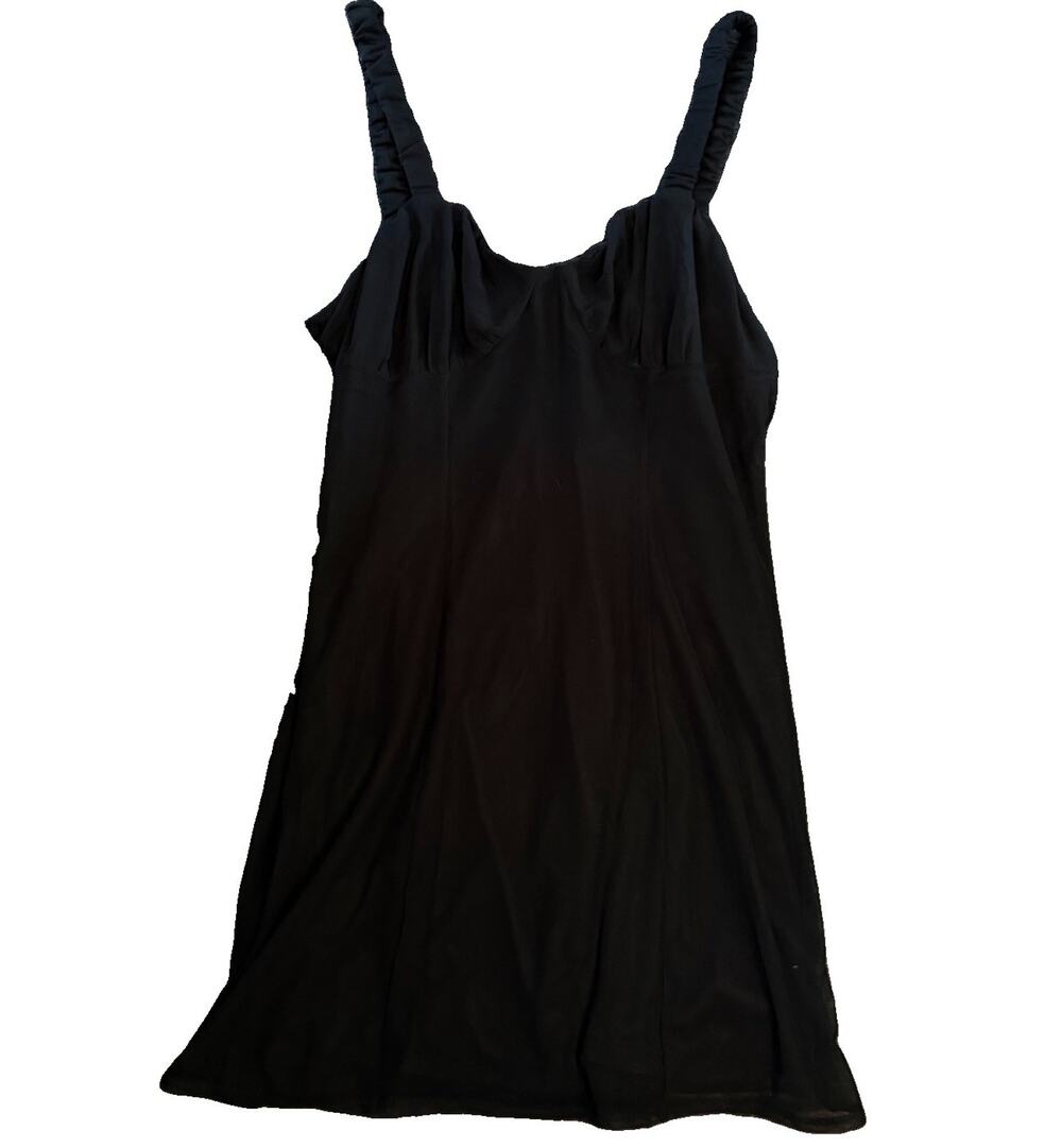 American Eagle Black Mesh Overlay Flowy Bodice Mini Layered Dress Size Large NWT